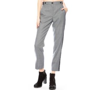 Rag & Bone stretchy wool high rise trouser with mixed check plaid in gray